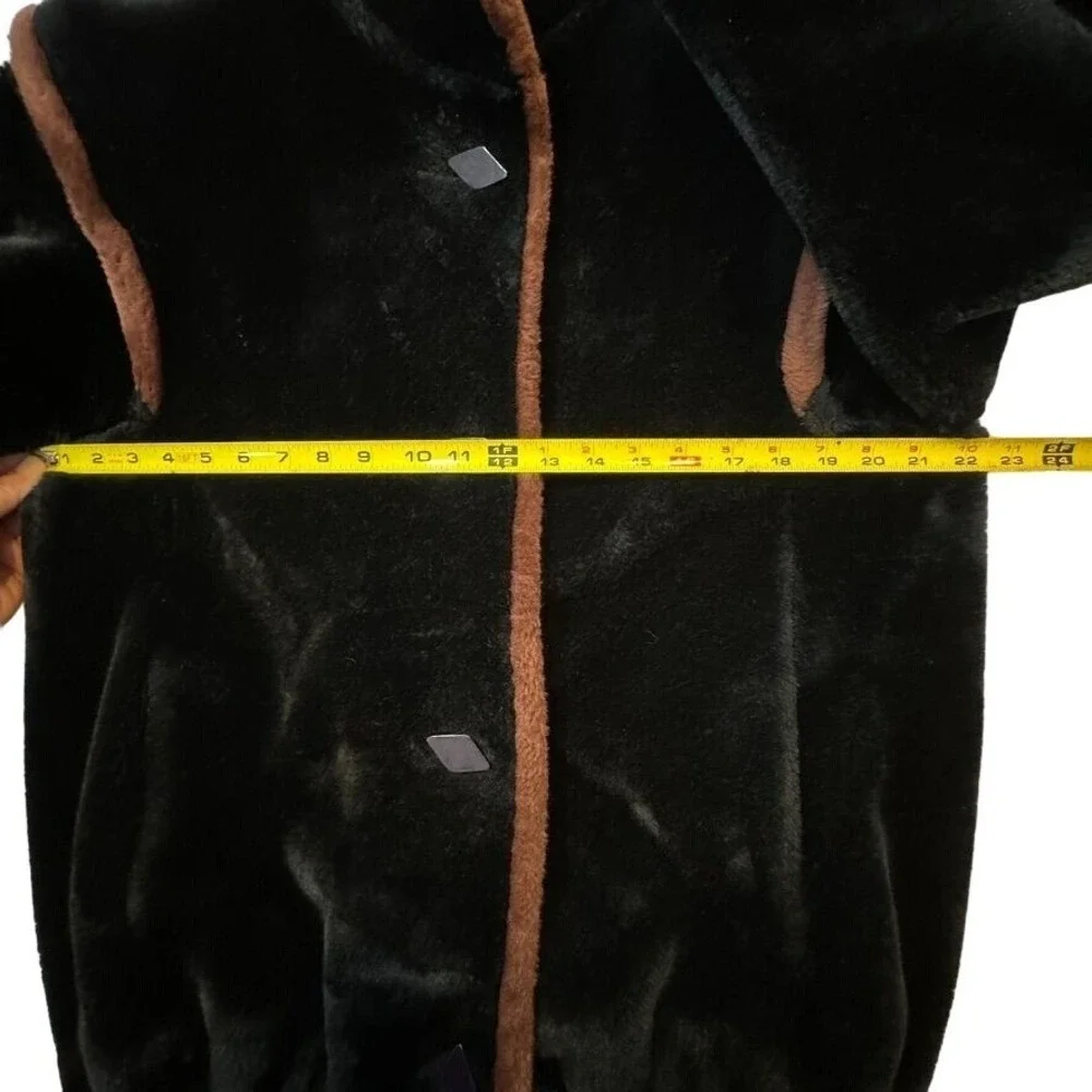 Vtg Sasson Glenoit Luxury Faux Fur Jacket Size 8 Black Made/USA ILGWU Retro 80s - Picture 13 of 15